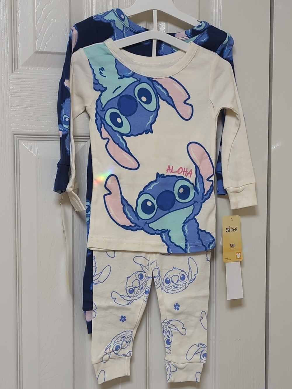 Disney Toddler 2T Lilo & Stitch Cream and Blue Kids Pajama Sets 4-Pieces